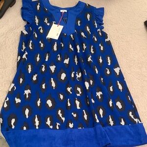 Blue Leopard Print Midi Dress